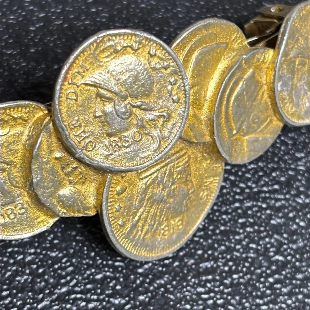 Vintage Gold Tone Coin Hair Clip Made in France